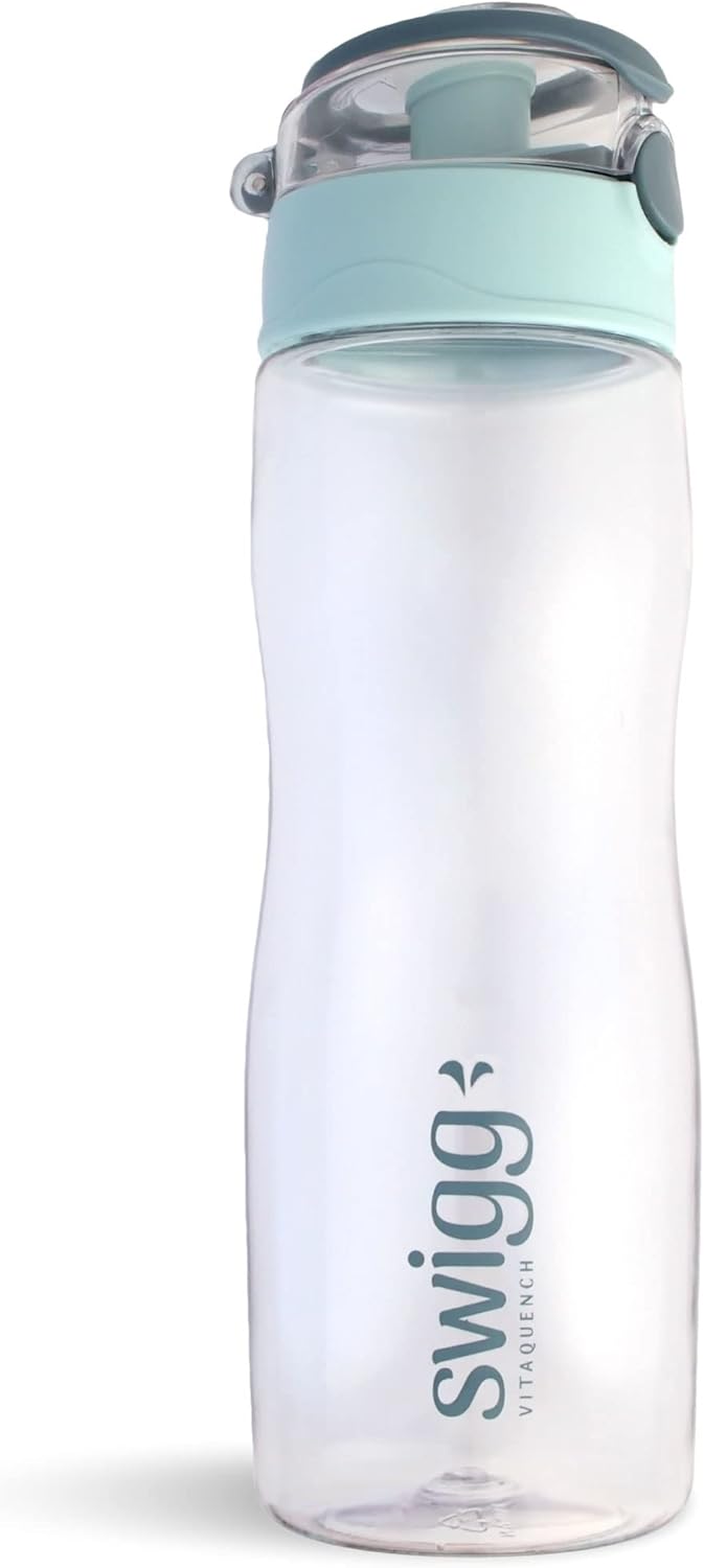 Swigg 1 BPA Free Sports Water Bottles for School Gym Bicycle Car - Leak Proof Sports Waterbottles - See Through Reusable Clear Water Bottle botella de agua Made of Tritan Plastic Refillable 20-24oz