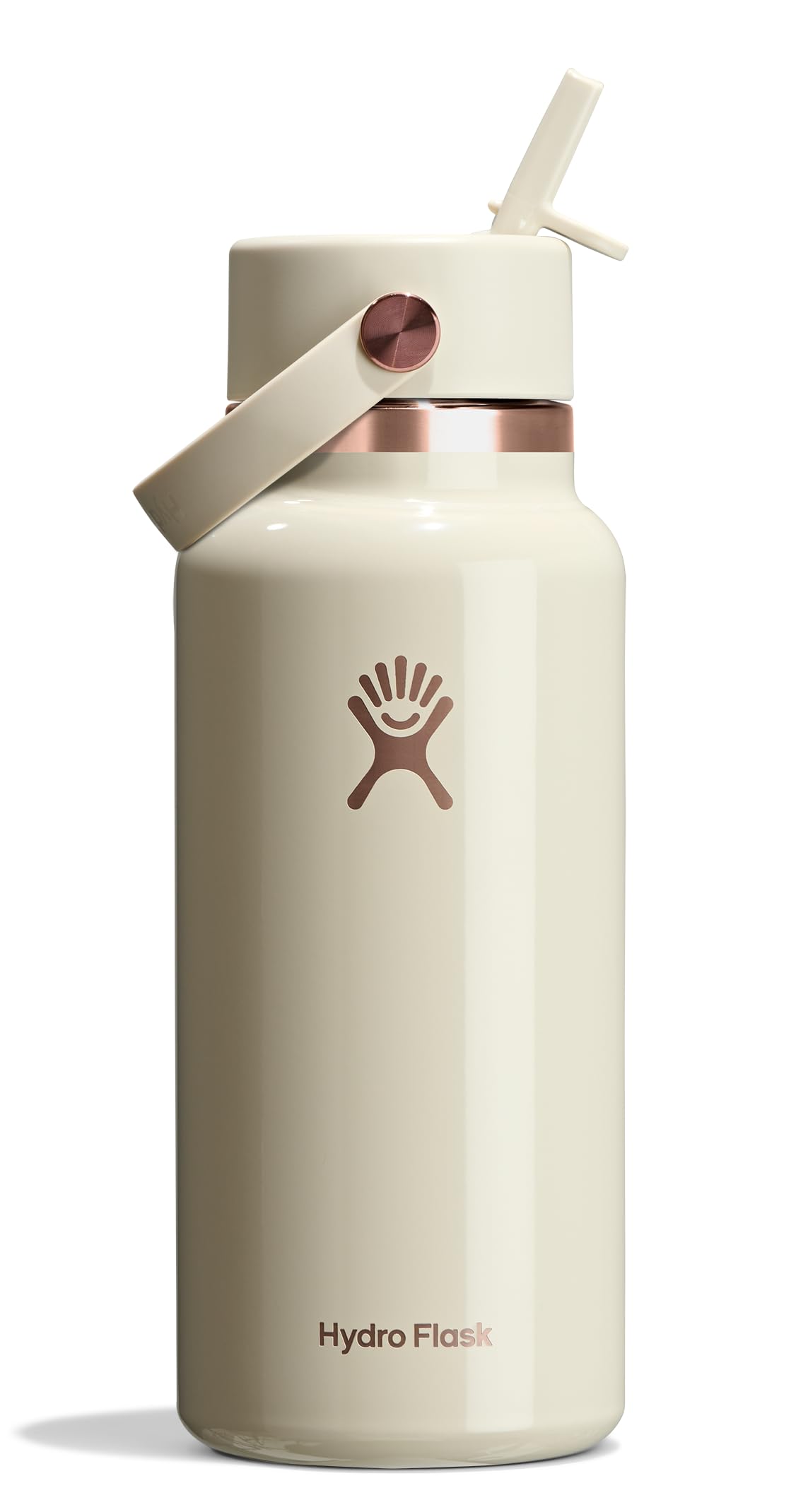 Hydro Flask Water Bottle - Insulated Stainless Steel - Wide Mouth Flex Straw Lid, Non-Spill, Leakproof and Refillable in 32 Oz Glimmer Pink