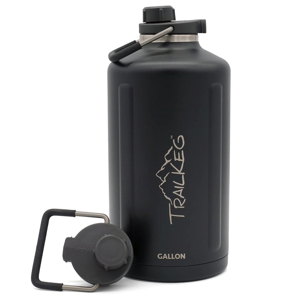 TrailKeg Sports Water Bottle, 128 oz, One Gallon, Vacuum Insulated Stainless Steel, Double Walled, Hot for 12 Hours, Cold for 48 Hours, Wide Mouth Metal Jug