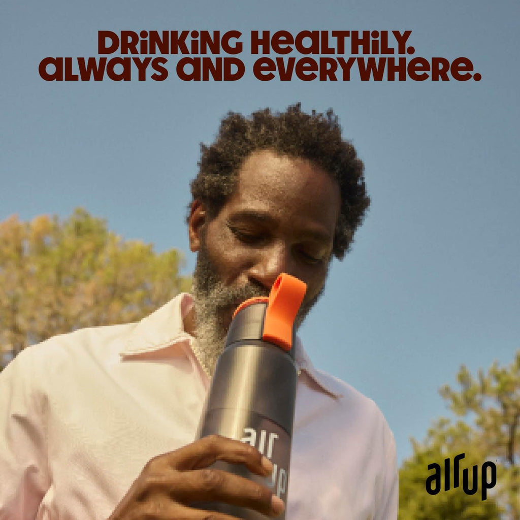 air up® water bottle (21oz) Twist starter set | sugar-free flavoring | dishwasher-safe, BPA-free (Electric Orange)