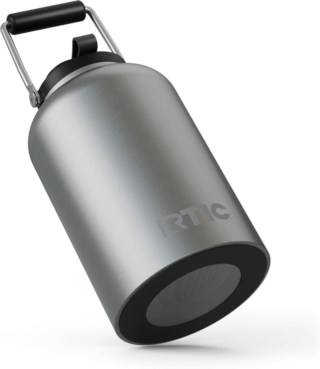 RTIC 1 Gallon Outback Jug, Stainless Steel, Ceramic Lined Insulated Water Bottle with Lid and Handle, BPA-Free, Double Wall Vacuum Insulation, Stainless