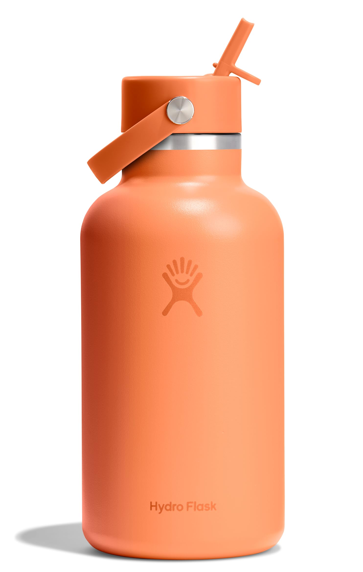 Hydro Flask Water Bottle - Insulated Stainless Steel - Wide Mouth Flex Straw Lid, Non-Spill, Leakproof and Refillable in 32 Oz Glimmer Pink