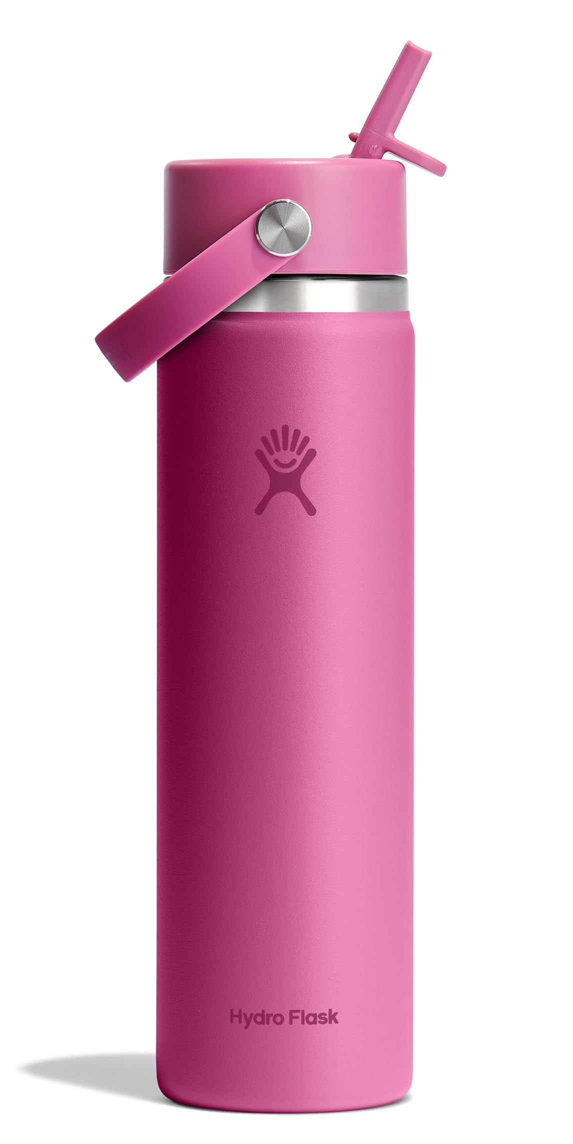 Hydro Flask Water Bottle - Insulated Stainless Steel - Wide Mouth Flex Straw Lid, Non-Spill, Leakproof and Refillable in 32 Oz Glimmer Pink