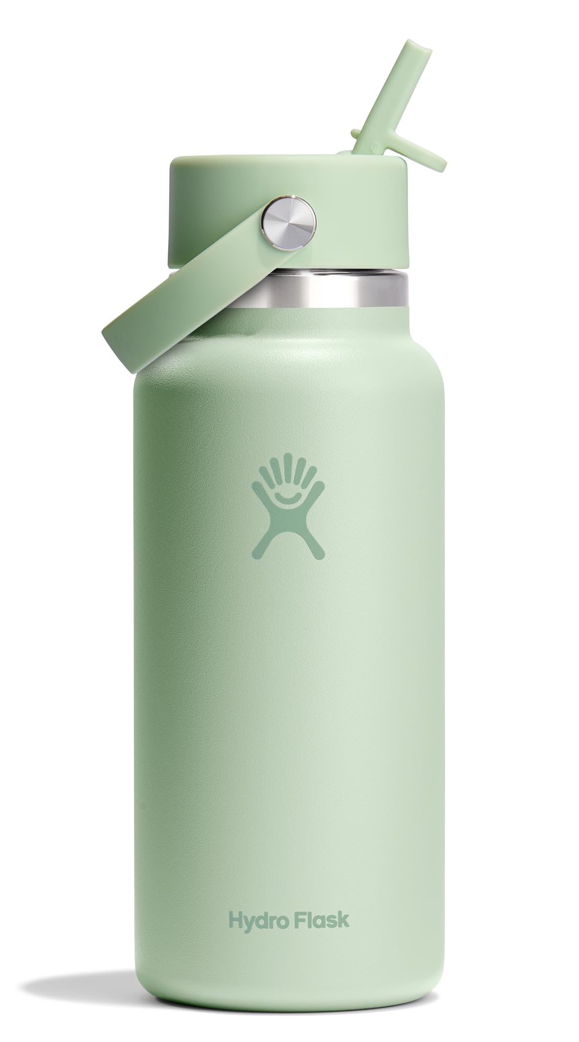 Hydro Flask Water Bottle - Insulated Stainless Steel - Wide Mouth Flex Straw Lid, Non-Spill, Leakproof and Refillable in 32 Oz Glimmer Pink