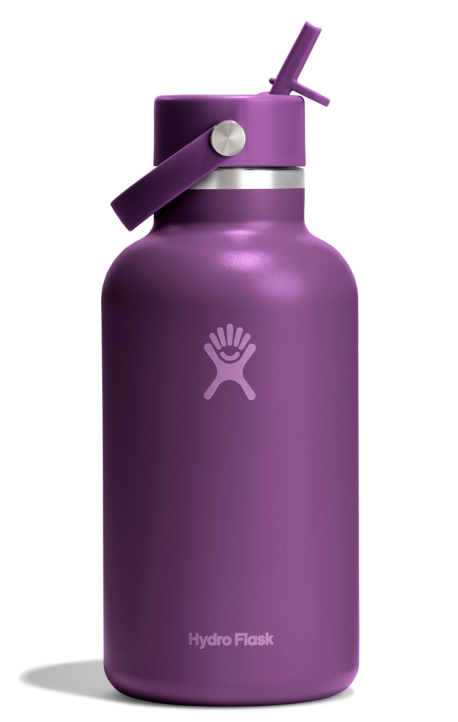 Hydro Flask Water Bottle - Insulated Stainless Steel - Wide Mouth Flex Straw Lid, Non-Spill, Leakproof and Refillable in 32 Oz Glimmer Pink
