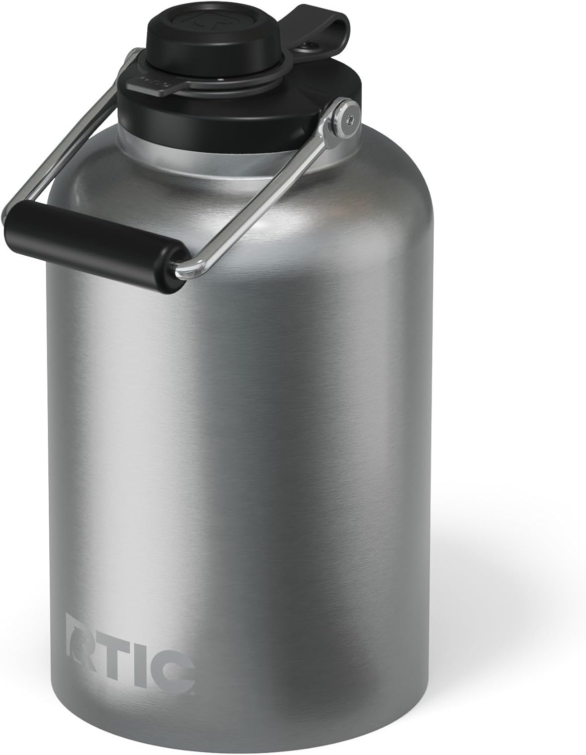 RTIC 1 Gallon Outback Jug, Stainless Steel, Ceramic Lined Insulated Water Bottle with Lid and Handle, BPA-Free, Double Wall Vacuum Insulation, Stainless