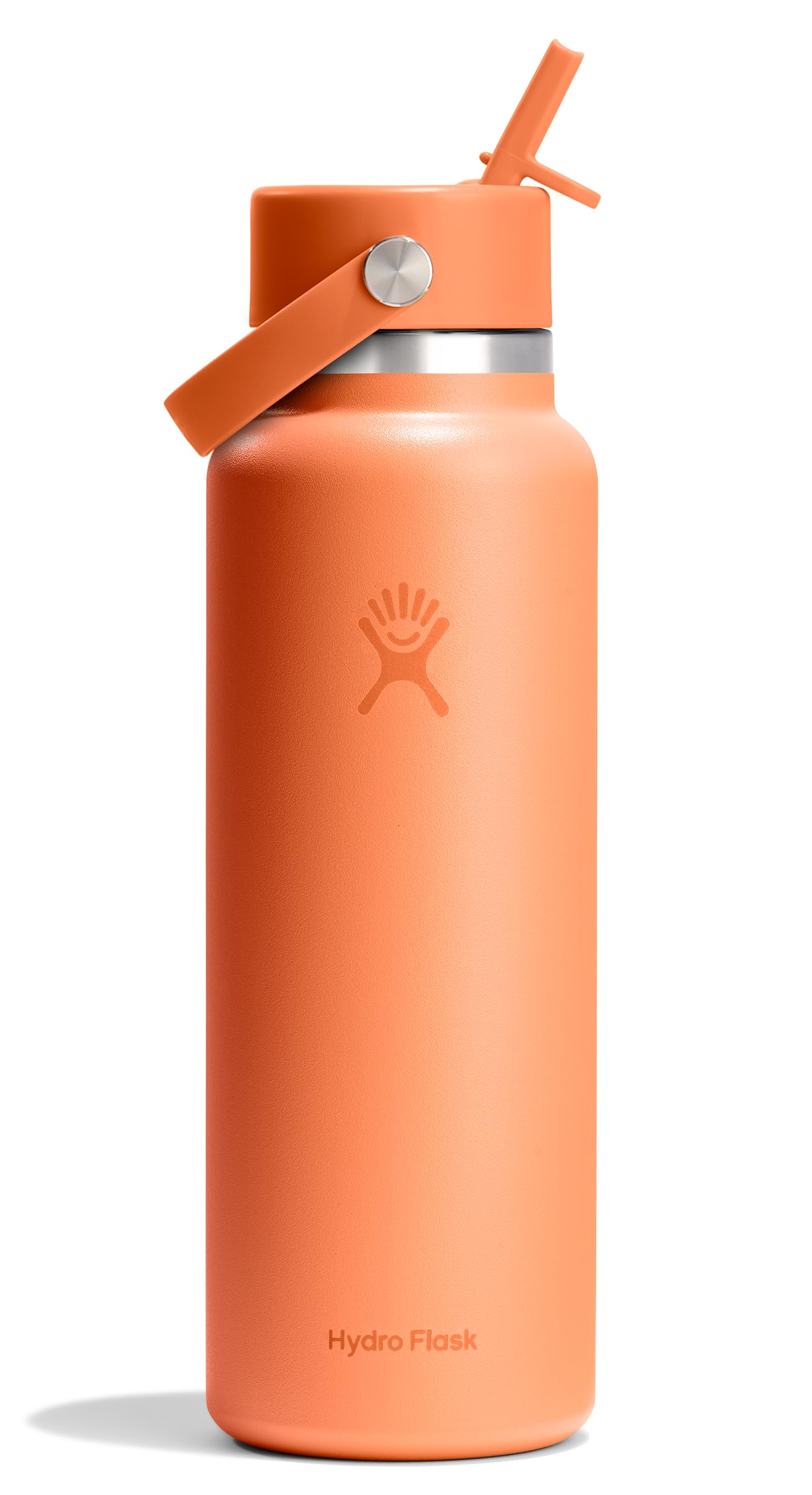 Hydro Flask Water Bottle - Insulated Stainless Steel - Wide Mouth Flex Straw Lid, Non-Spill, Leakproof and Refillable in 32 Oz Glimmer Pink