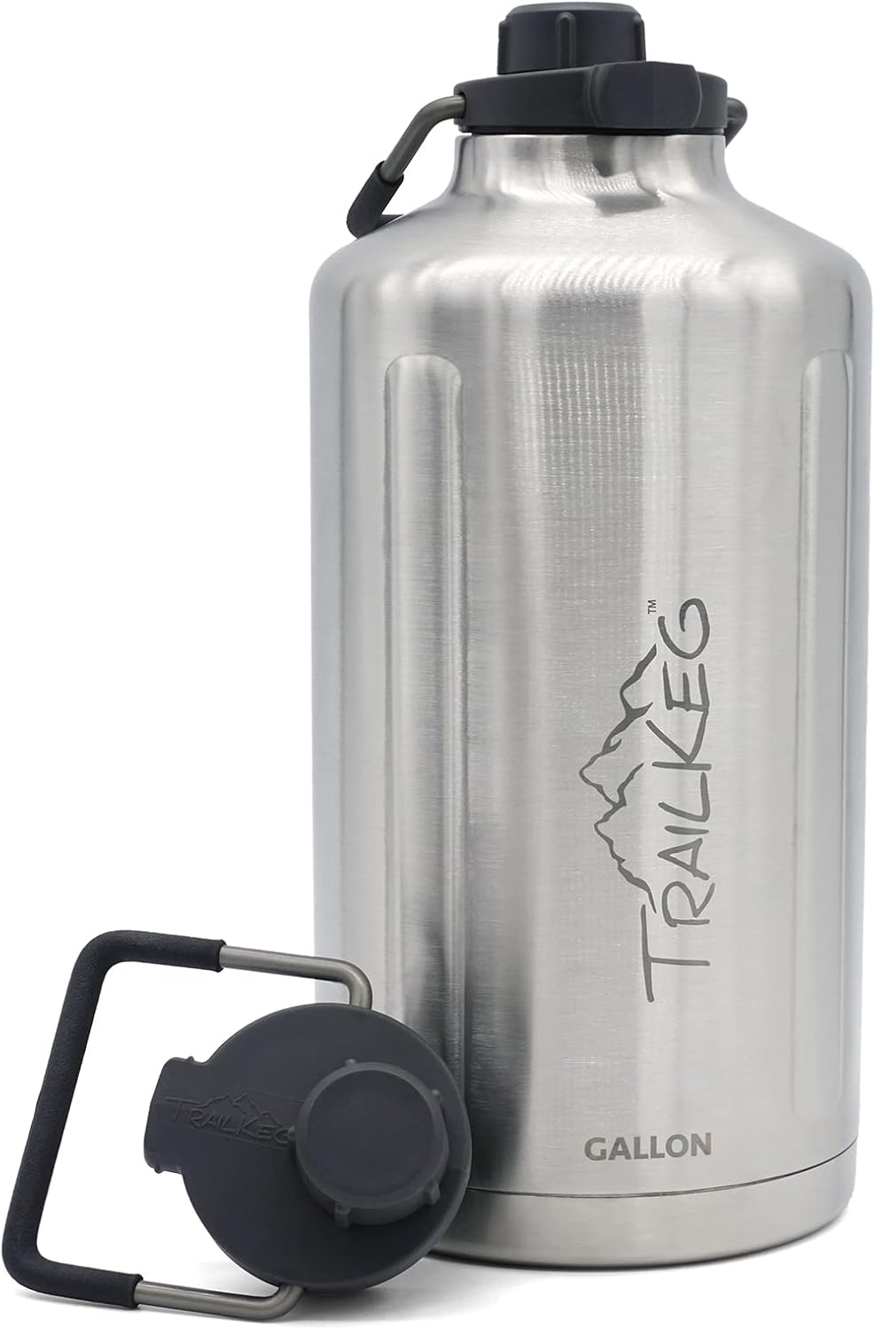 TrailKeg Sports Water Bottle, 128 oz, One Gallon, Vacuum Insulated Stainless Steel, Double Walled, Hot for 12 Hours, Cold for 48 Hours, Wide Mouth Metal Jug