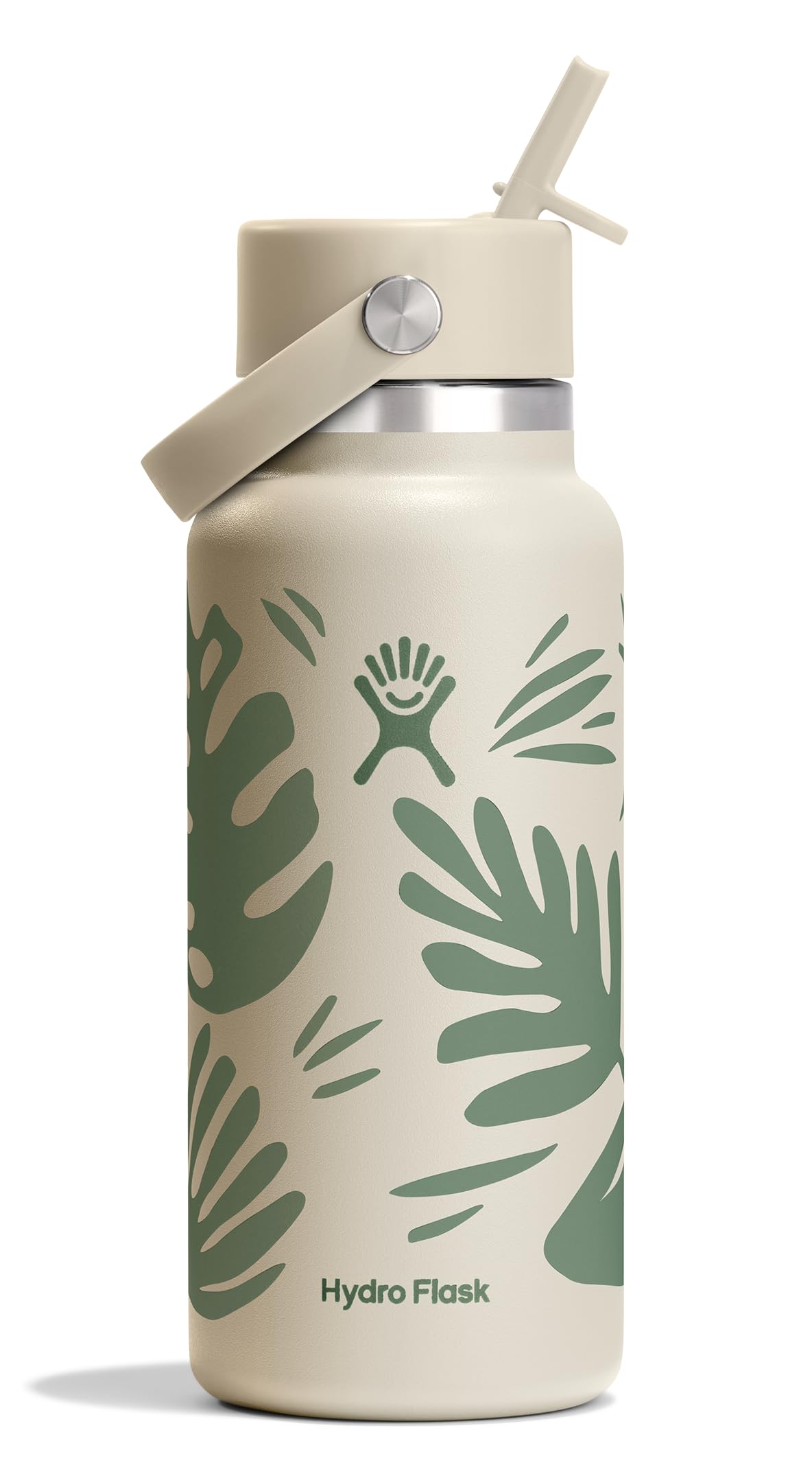 Hydro Flask Water Bottle - Insulated Stainless Steel - Wide Mouth Flex Straw Lid, Non-Spill, Leakproof and Refillable in 32 Oz Glimmer Pink