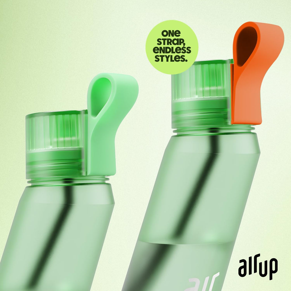 air up® water bottle (21oz) Twist Vibrant Green starter set with 5-Pod Variety Pack Flavor Fiesta, Orange Strap & Straw Brush | sugar-free flavoring | dishwasher-safe, BPA-free
