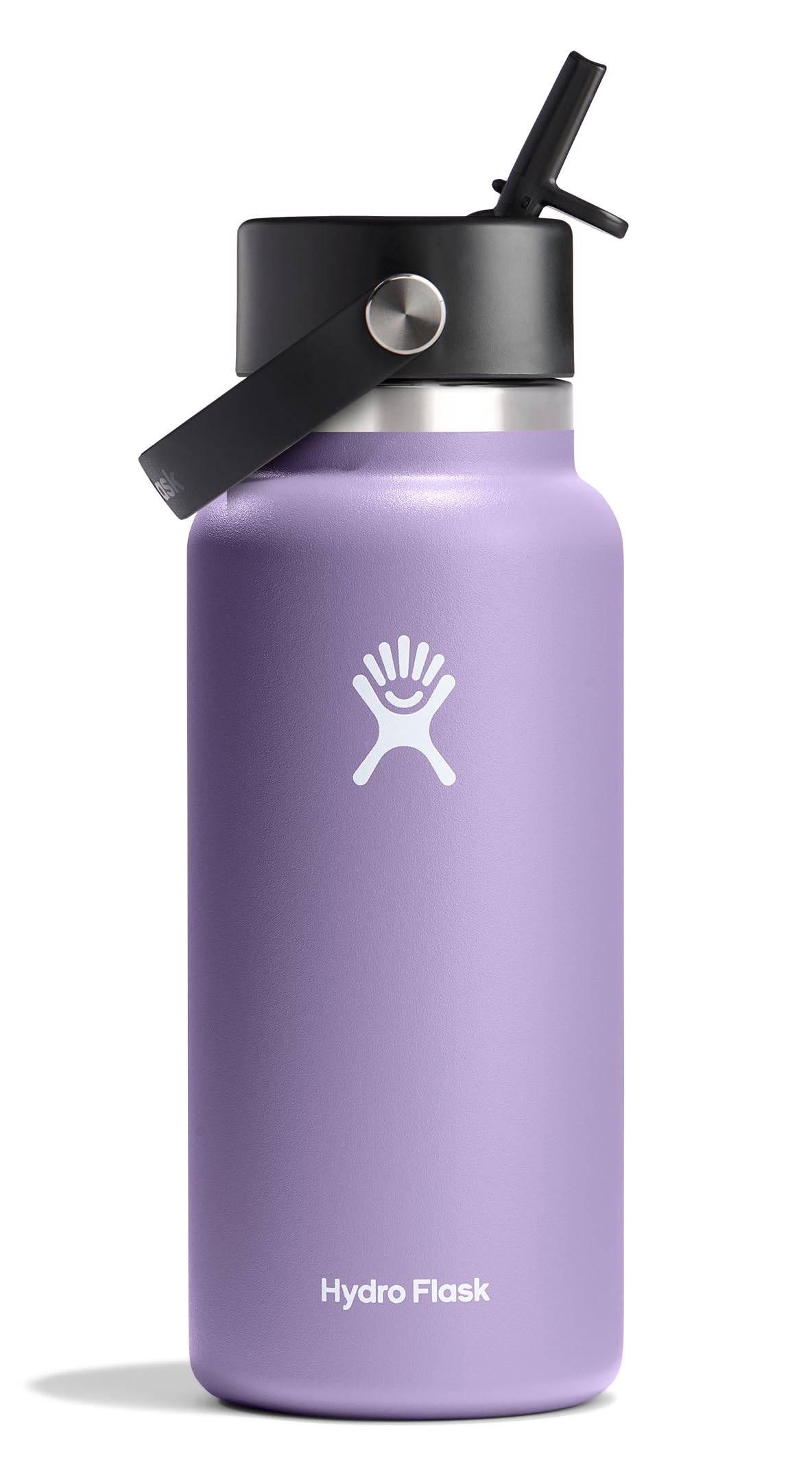 Hydro Flask Water Bottle - Insulated Stainless Steel - Wide Mouth Flex Straw Lid, Non-Spill, Leakproof and Refillable in 32 Oz Glimmer Pink