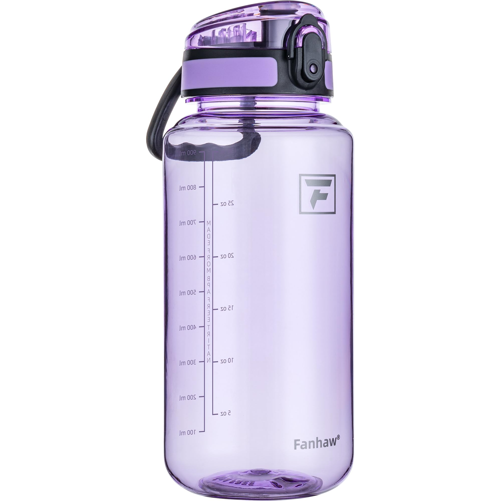 Fanhaw 32 Oz Clear Tritan Water Bottle, BPA-Free & Leak-Proof, Wide Mouth with Anti-dust Chug Lid, Reusable Plastic Bottle for Gym, Travel, School & Office (Clear&White)