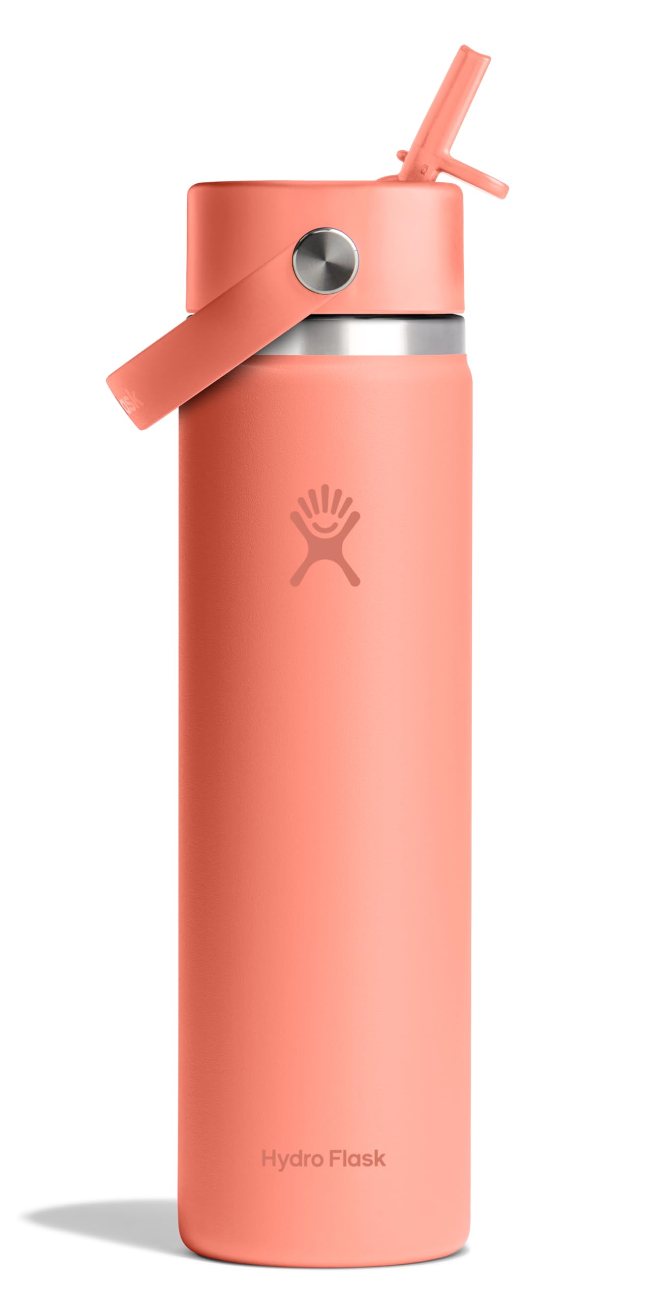 Hydro Flask Water Bottle - Insulated Stainless Steel - Wide Mouth Flex Straw Lid, Non-Spill, Leakproof and Refillable in 32 Oz Glimmer Pink