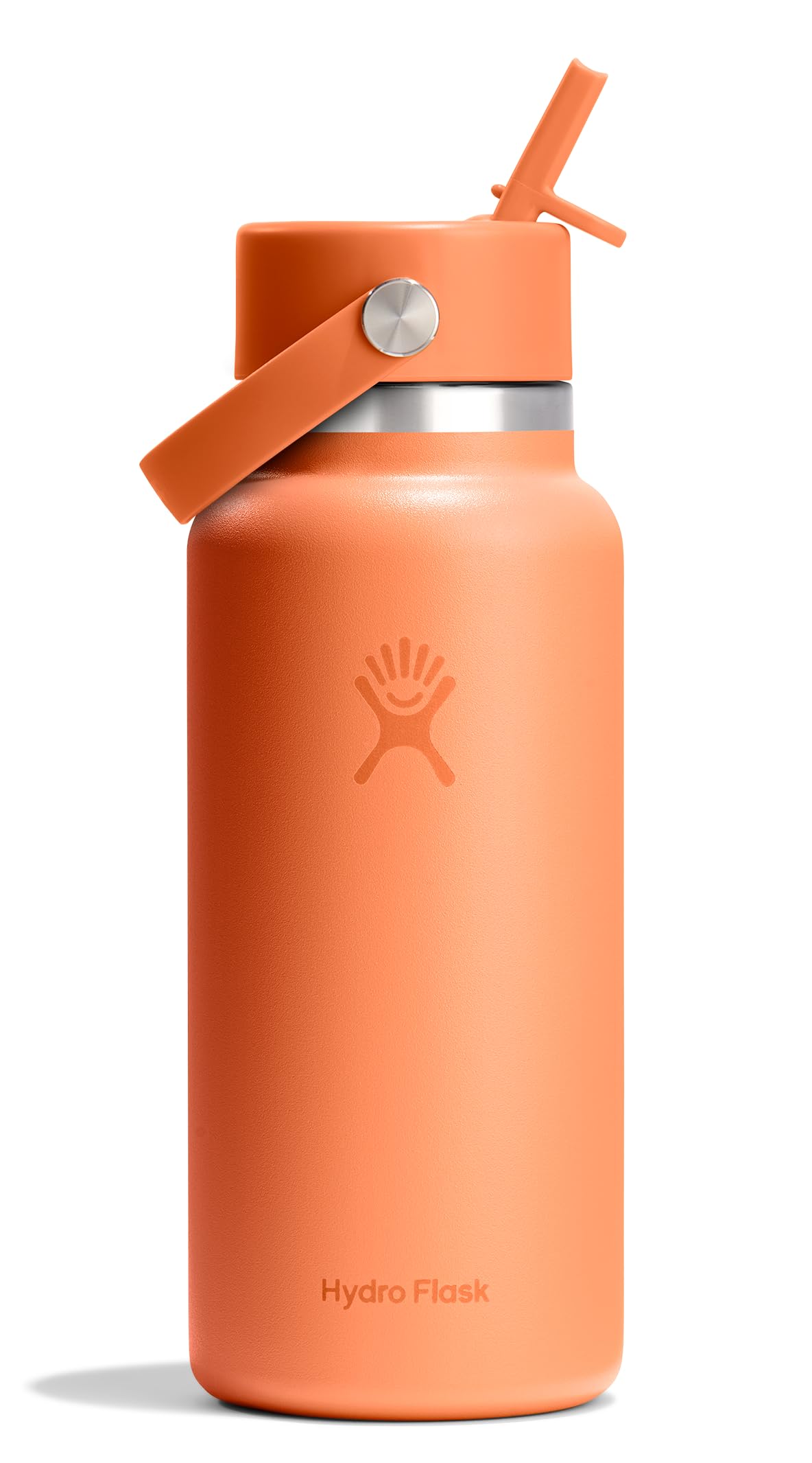 Hydro Flask Water Bottle - Insulated Stainless Steel - Wide Mouth Flex Straw Lid, Non-Spill, Leakproof and Refillable in 32 Oz Glimmer Pink