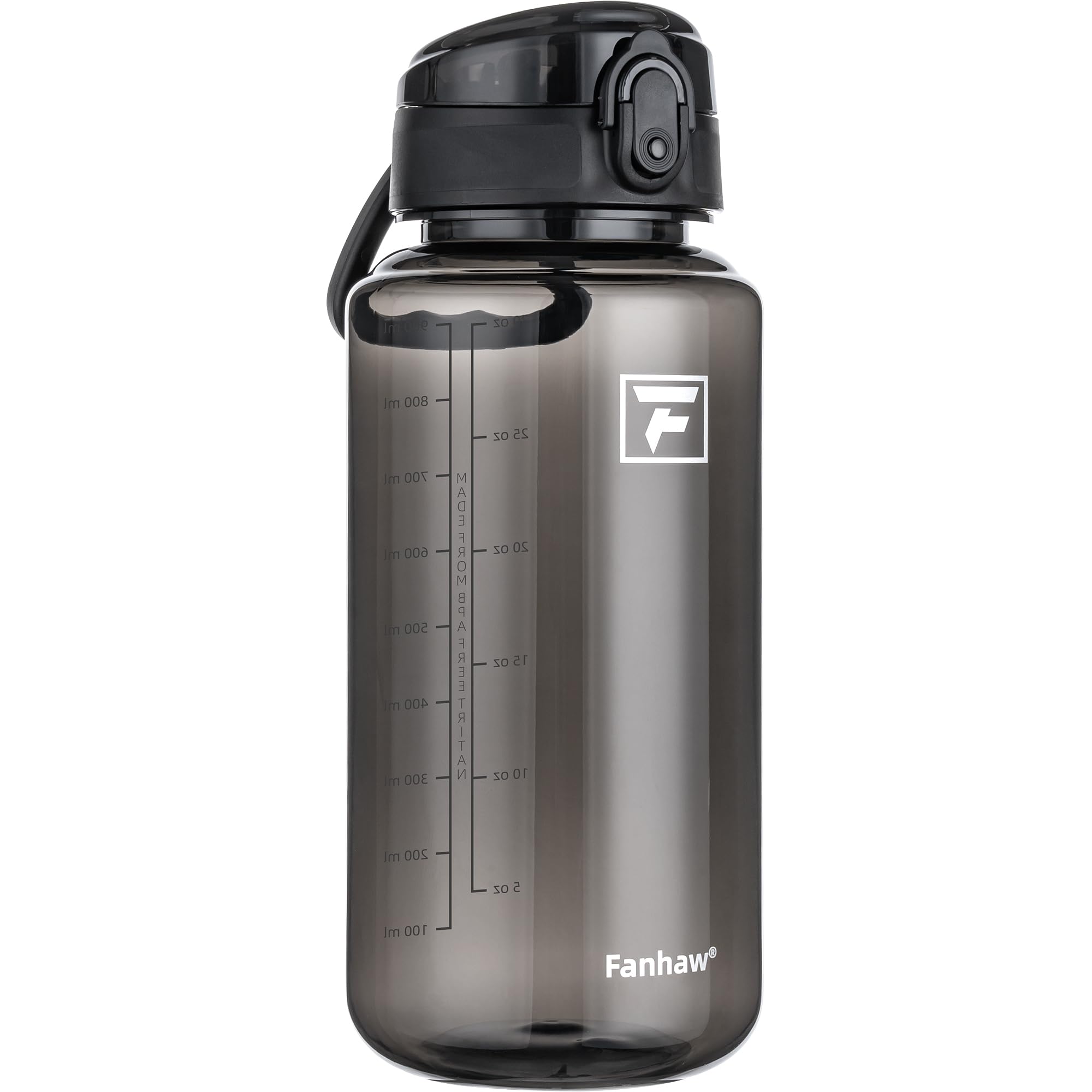 Fanhaw 32 Oz Clear Tritan Water Bottle, BPA-Free & Leak-Proof, Wide Mouth with Anti-dust Chug Lid, Reusable Plastic Bottle for Gym, Travel, School & Office (Clear&White)