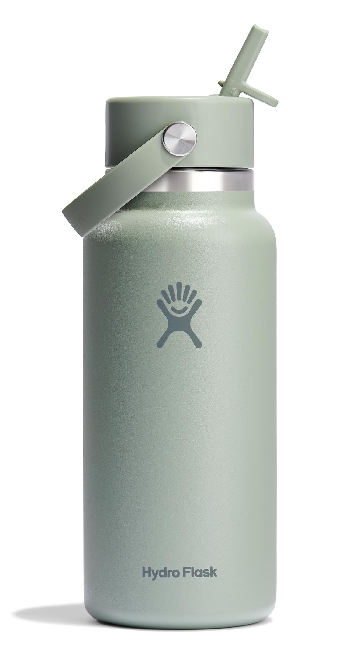 Hydro Flask Water Bottle - Insulated Stainless Steel - Wide Mouth Flex Straw Lid, Non-Spill, Leakproof and Refillable in 32 Oz Glimmer Pink