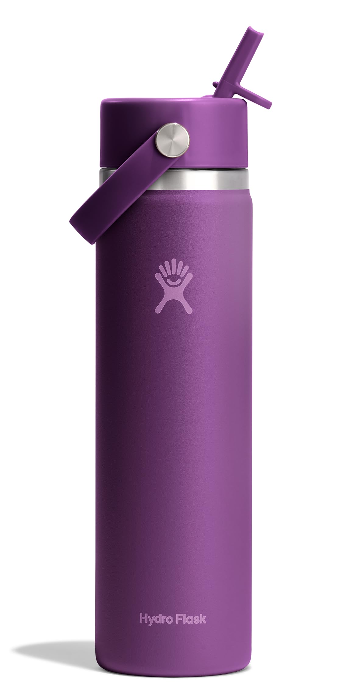 Hydro Flask Water Bottle - Insulated Stainless Steel - Wide Mouth Flex Straw Lid, Non-Spill, Leakproof and Refillable in 32 Oz Glimmer Pink