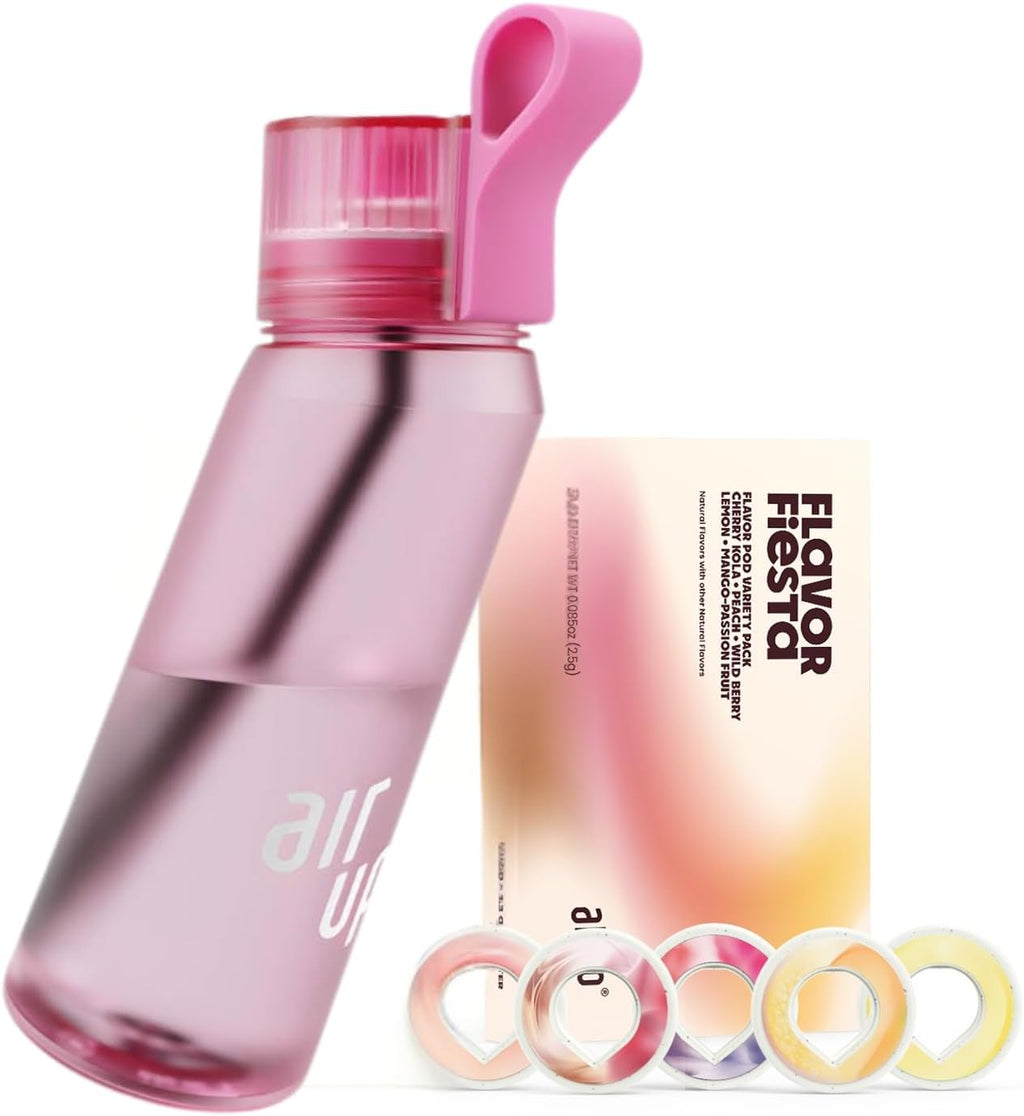 air up® water bottle (22 oz) for school, sports, gym | includes 5 scent pods & straw | flavored bottle in hot pink – also for kids, boys, girls | no calories, sugar-free and suitable for carbonation