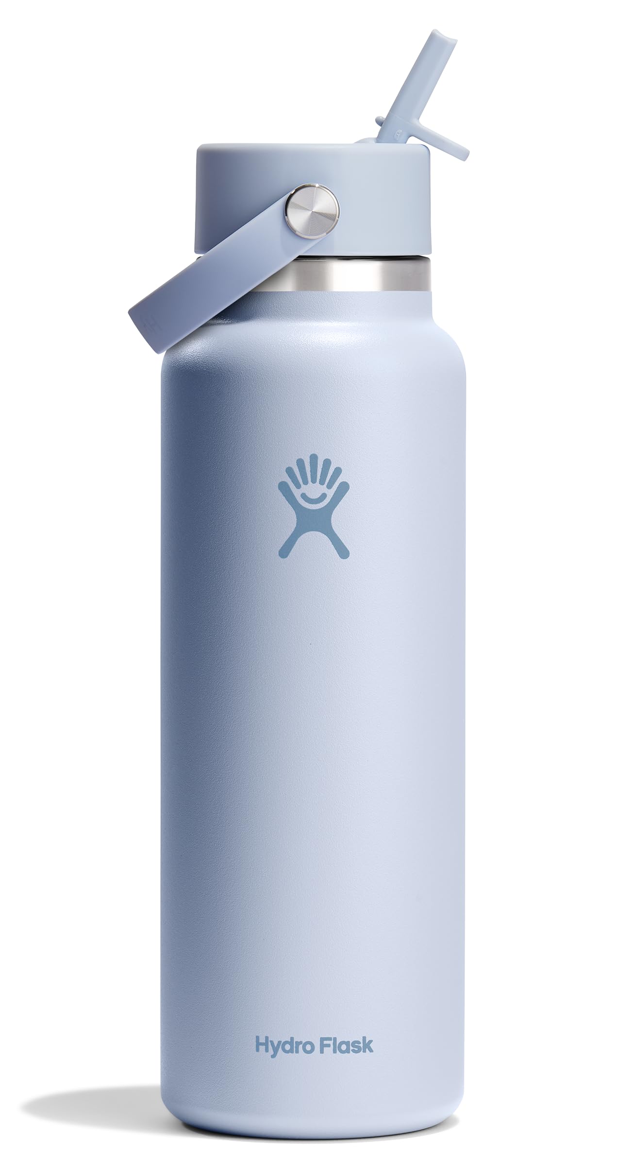 Hydro Flask Water Bottle - Insulated Stainless Steel - Wide Mouth Flex Straw Lid, Non-Spill, Leakproof and Refillable in 32 Oz Glimmer Pink