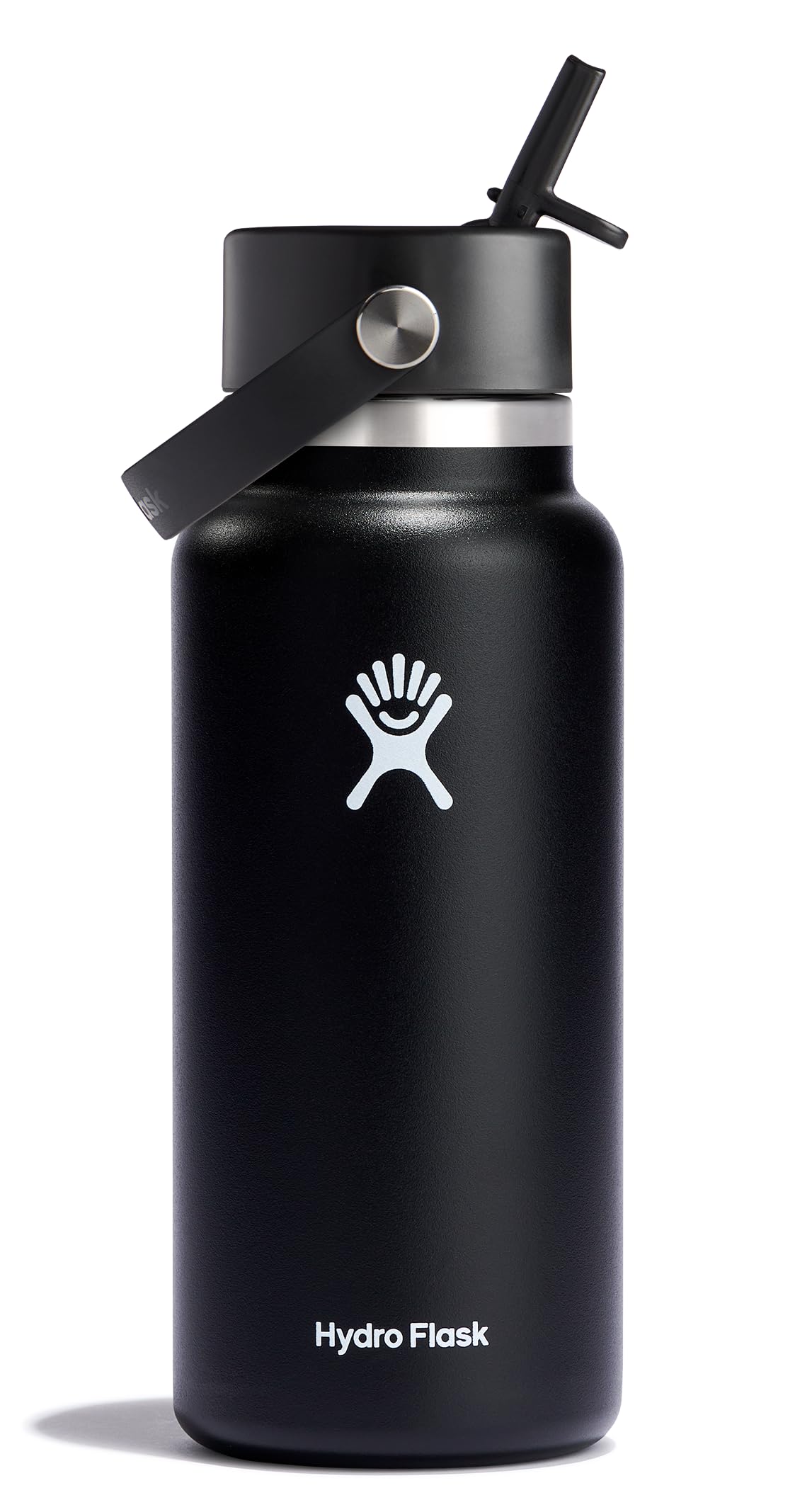 Hydro Flask Water Bottle - Insulated Stainless Steel - Wide Mouth Flex Straw Lid, Non-Spill, Leakproof and Refillable in 32 Oz Glimmer Pink