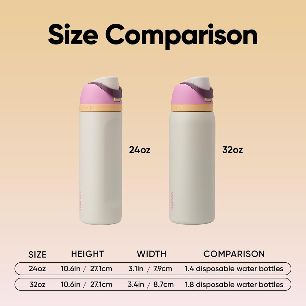 Owala FreeSip Insulated Stainless Steel Water Bottle with Straw, BPA-Free Sports Water Bottle, Great for Travel, 32 Oz, Daybreak