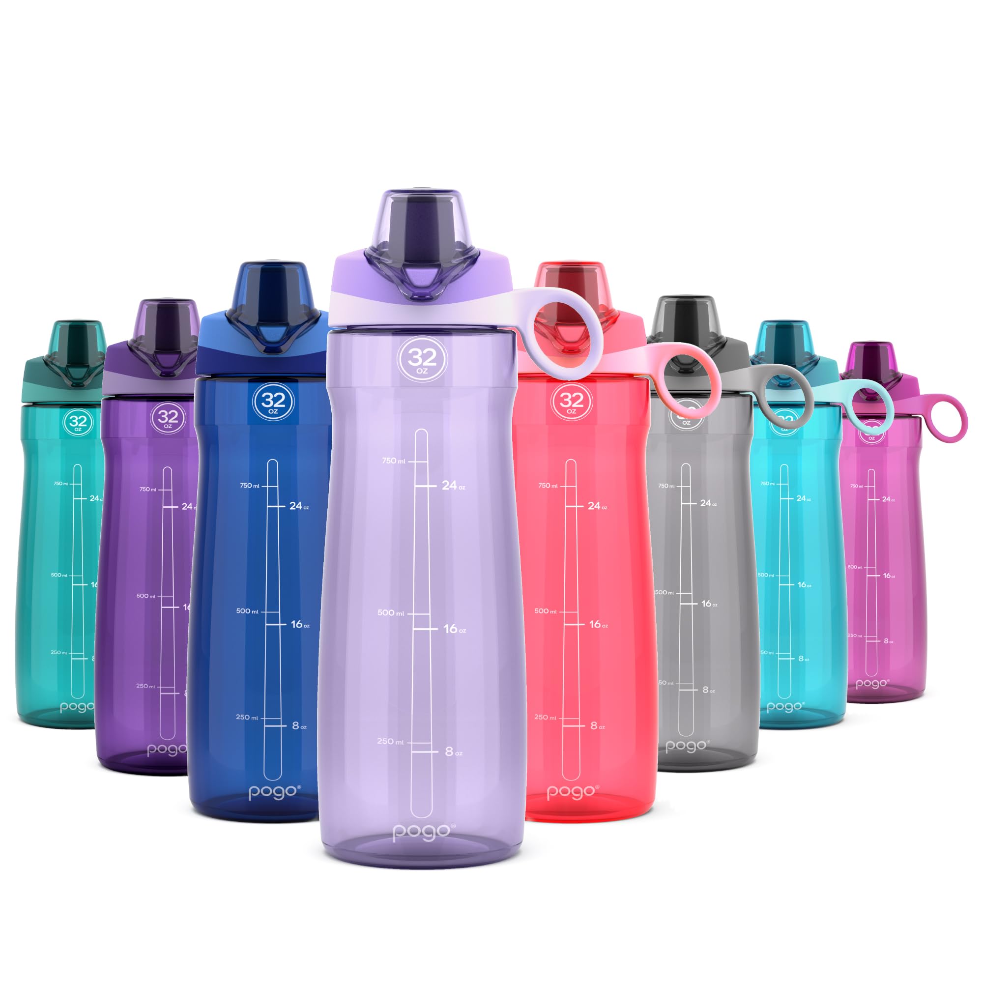 Pogo BPA-Free Tritan Plastic Water Bottle with Chug Lid, 32 Oz, Grey