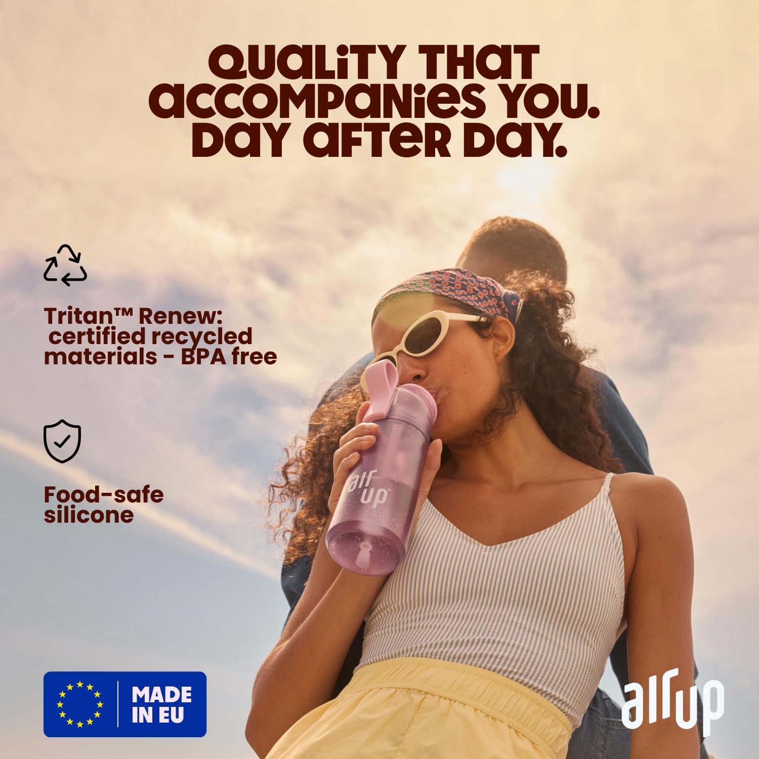 air up® water bottle (21oz) Twist starter set | sugar-free flavoring | dishwasher-safe, BPA-free (Electric Orange)