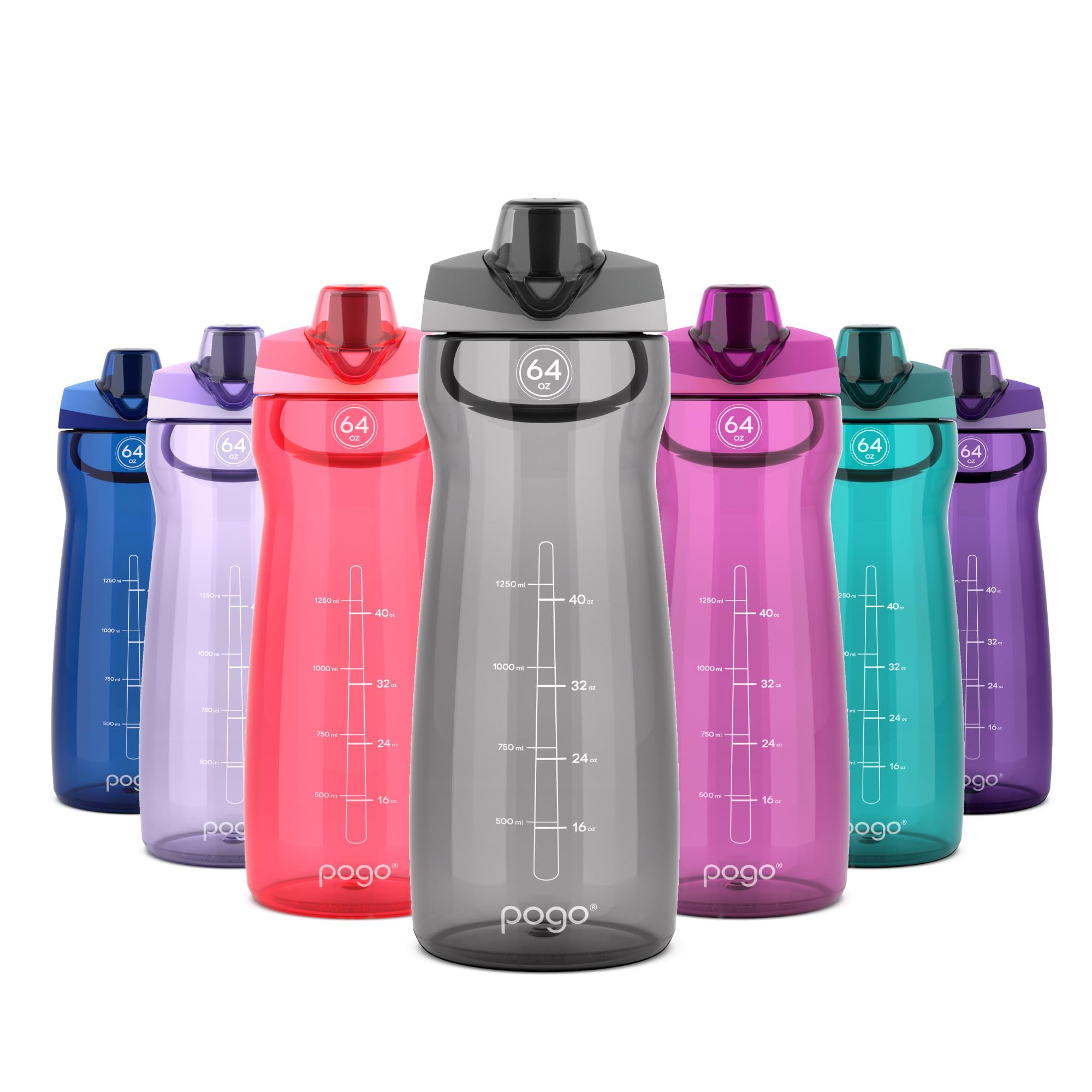Pogo BPA-Free Tritan Plastic Water Bottle with Chug Lid, 32 Oz, Grey