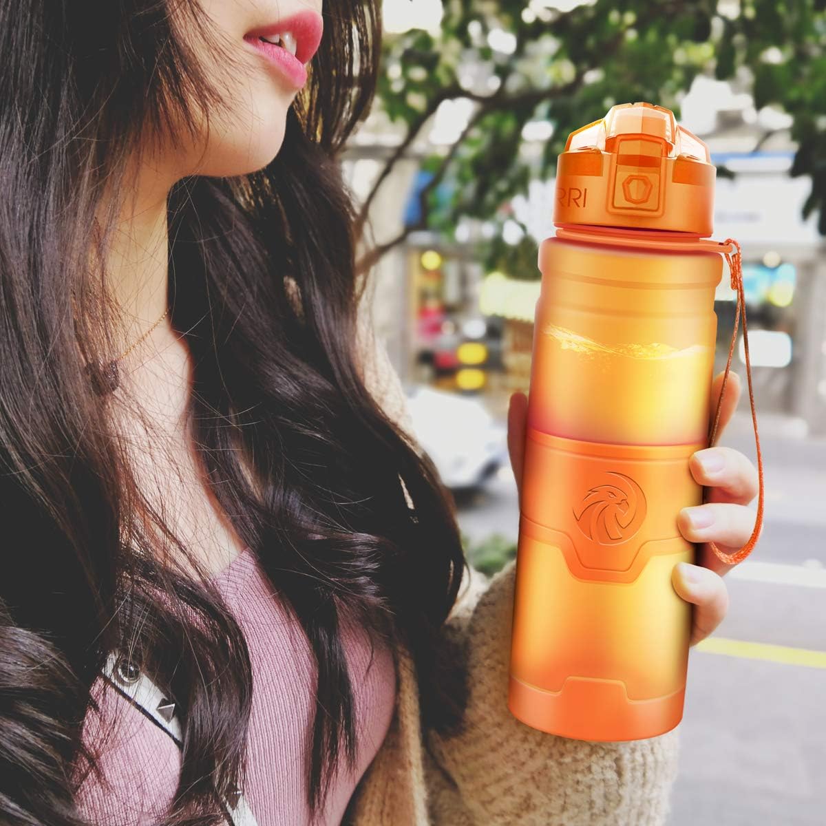 ZORRI Sports Water Bottle, 400/500/700ml/1L, BPA Free Leak Proof Tritan Lightweight Bottles for Outdoors,Camping,Cycling,Fitness,Gym,Yoga- Kids/Adults Drink Bottles with Filter, Lockable Pop Open Lid