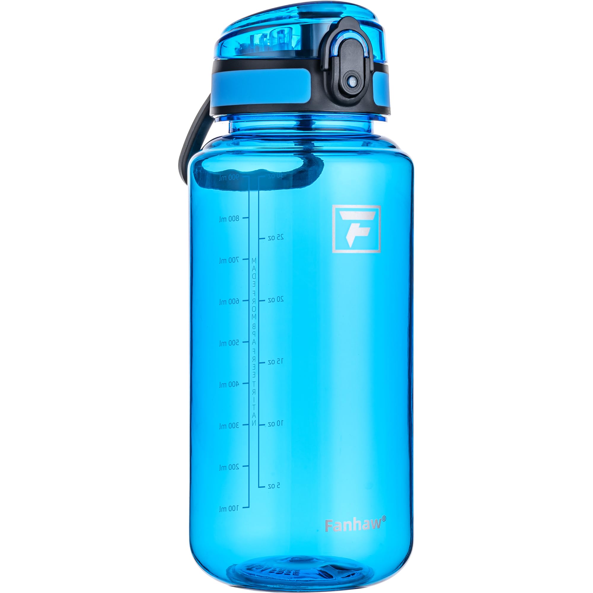 Fanhaw 32 Oz Clear Tritan Water Bottle, BPA-Free & Leak-Proof, Wide Mouth with Anti-dust Chug Lid, Reusable Plastic Bottle for Gym, Travel, School & Office (Clear&White)