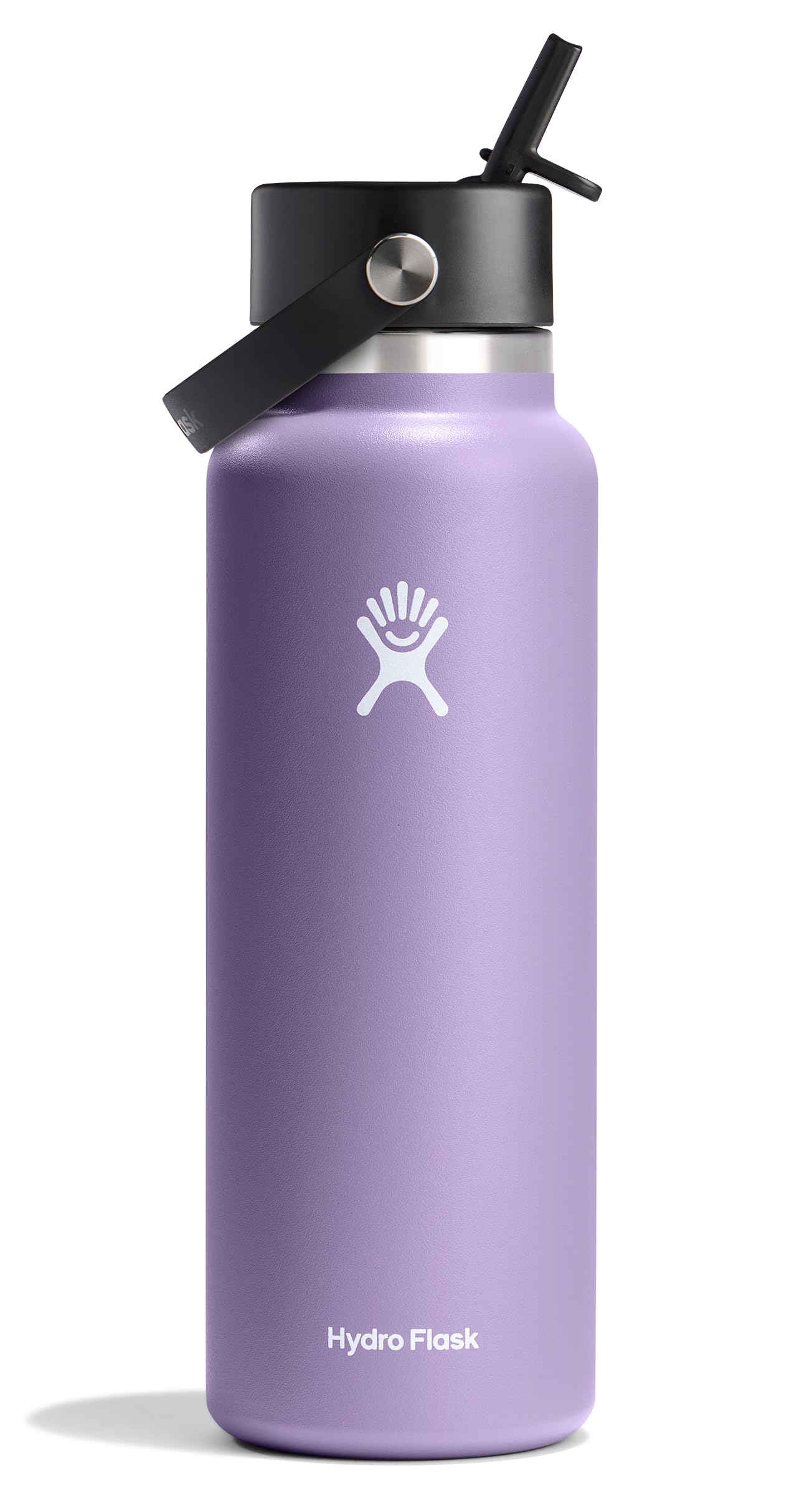 Hydro Flask Water Bottle - Insulated Stainless Steel - Wide Mouth Flex Straw Lid, Non-Spill, Leakproof and Refillable in 32 Oz Glimmer Pink