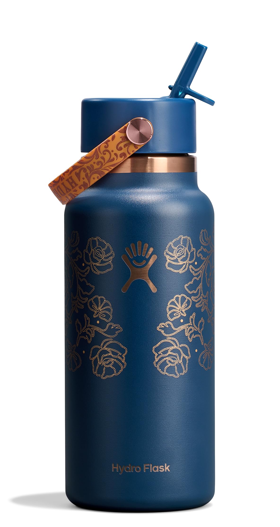 Hydro Flask Water Bottle - Insulated Stainless Steel - Wide Mouth Flex Straw Lid, Non-Spill, Leakproof and Refillable in 32 Oz Glimmer Pink