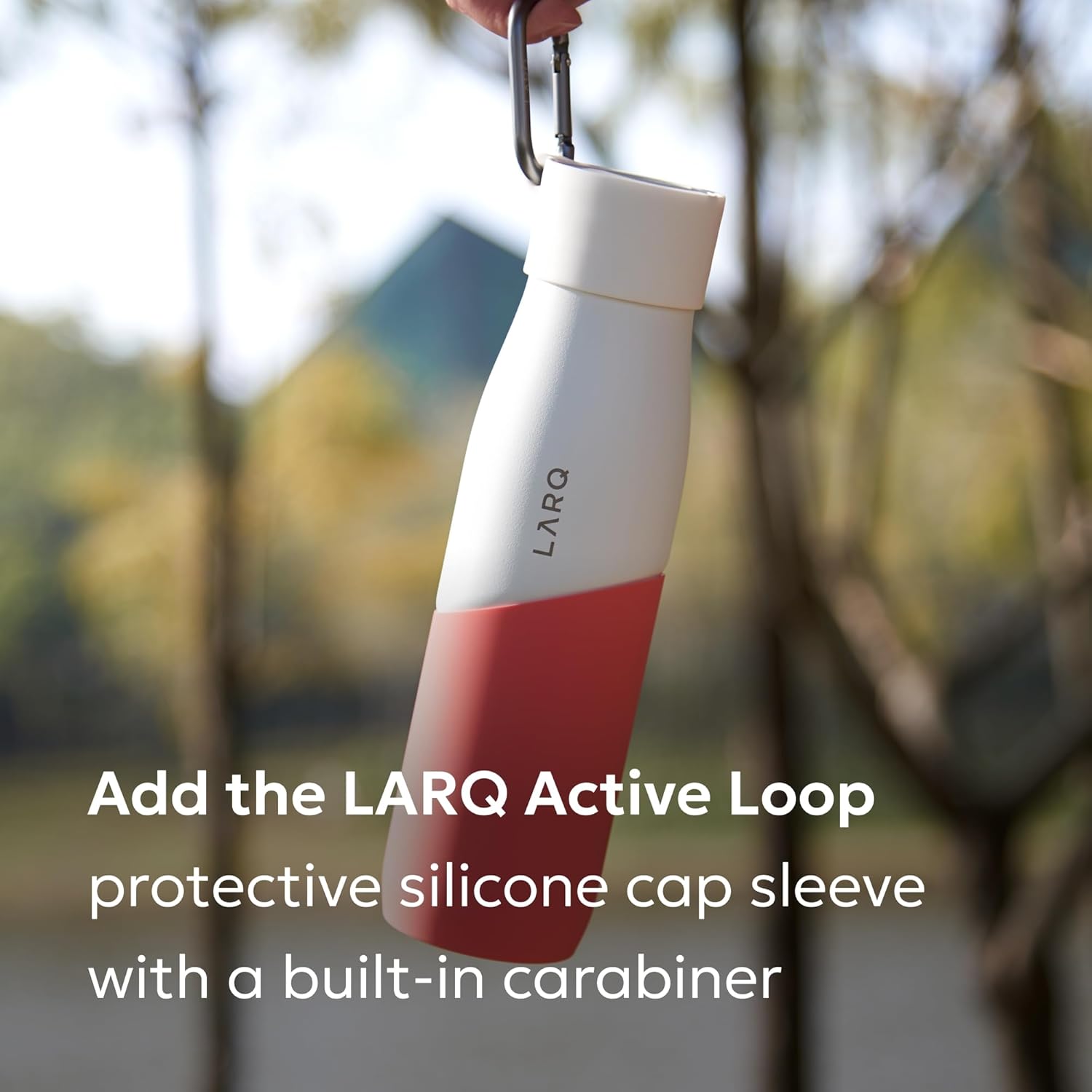 LARQ Bottle Movement PureVis 32 oz- Lightweight Self-Cleaning and Non-Insulated Stainless Steel Water Bottle with UV Water Purifier | Reusable & Travel Friendly, Black/Pine