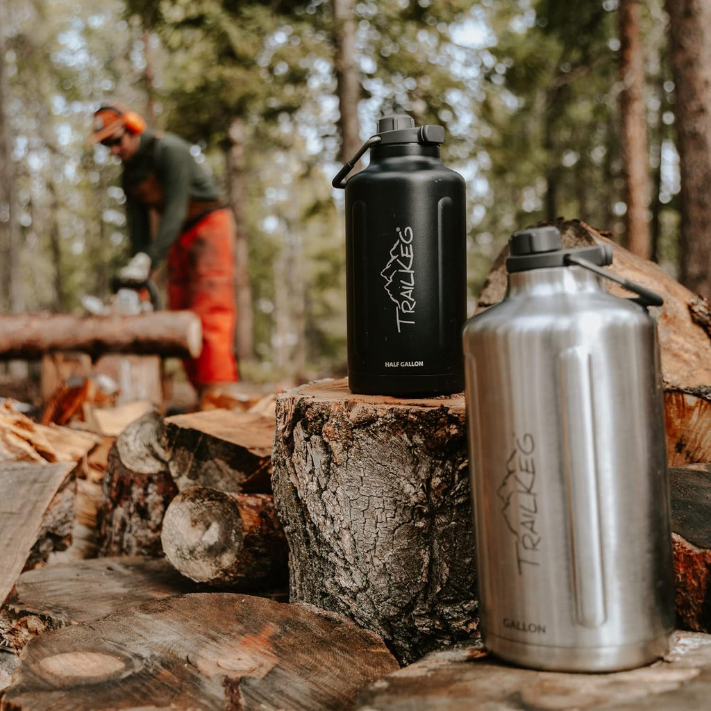 TrailKeg Sports Water Bottle, 128 oz, One Gallon, Vacuum Insulated Stainless Steel, Double Walled, Hot for 12 Hours, Cold for 48 Hours, Wide Mouth Metal Jug