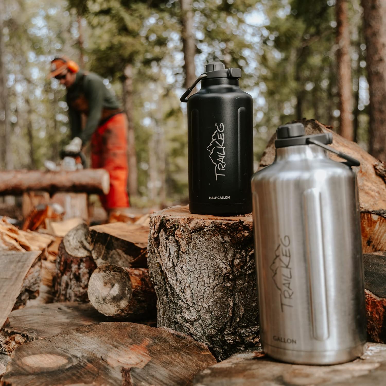 TrailKeg Sports Water Bottle, 128 oz, One Gallon, Vacuum Insulated Stainless Steel, Double Walled, Hot for 12 Hours, Cold for 48 Hours, Wide Mouth Metal Jug