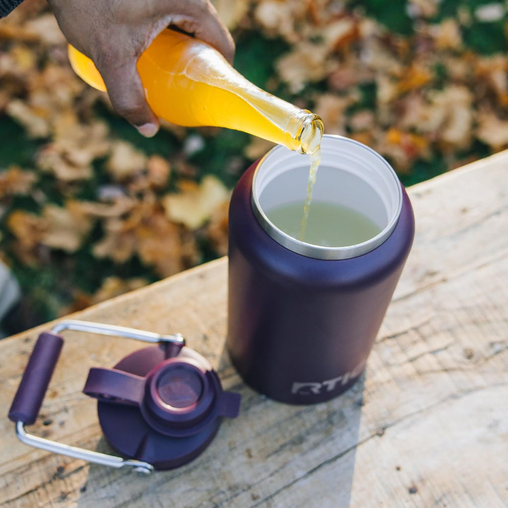 RTIC 1 Gallon Outback Jug, Stainless Steel, Ceramic Lined Insulated Water Bottle with Lid and Handle, BPA-Free, Double Wall Vacuum Insulation, Graphite