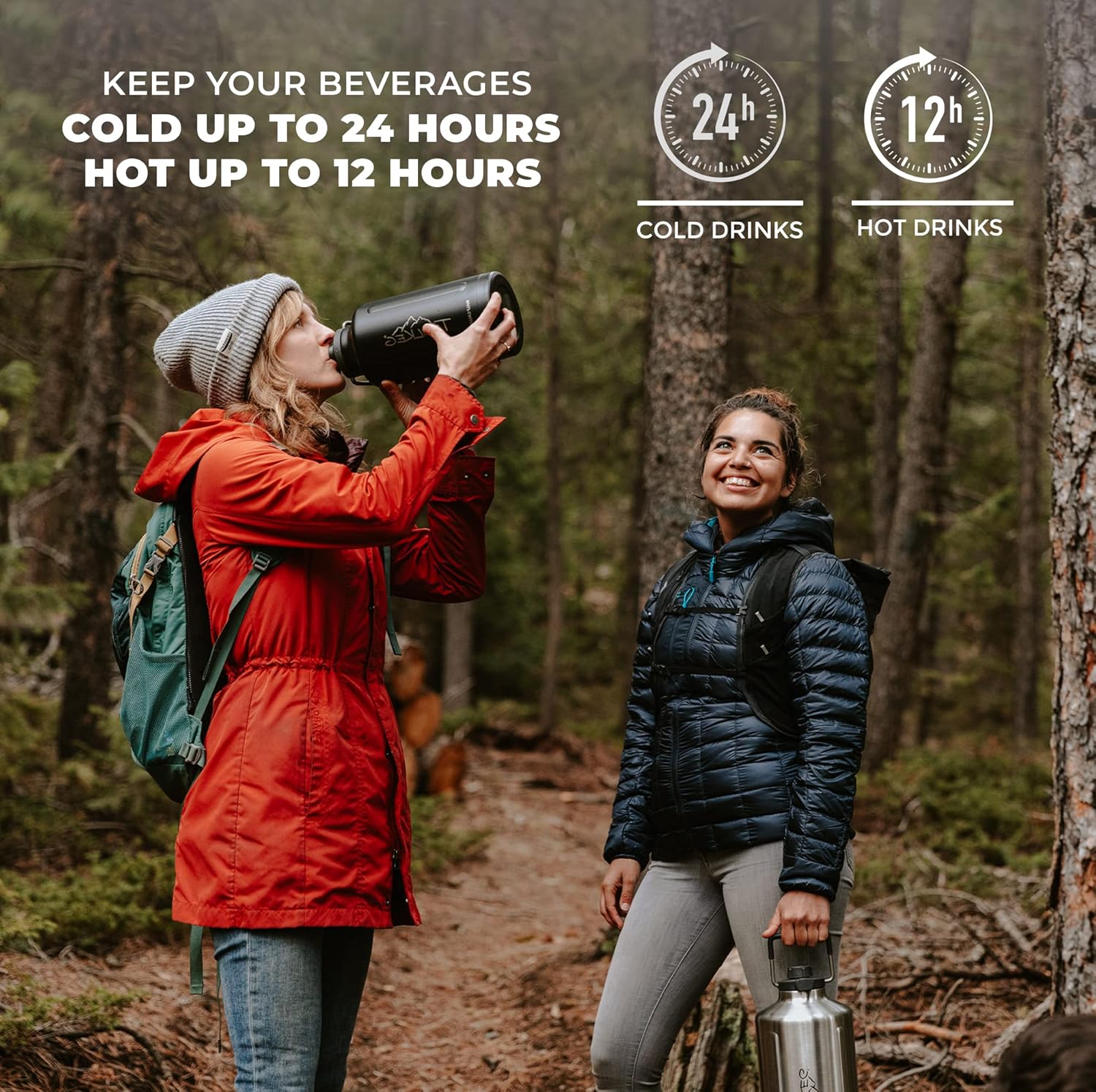 TrailKeg Sports Water Bottle, 128 oz, One Gallon, Vacuum Insulated Stainless Steel, Double Walled, Hot for 12 Hours, Cold for 48 Hours, Wide Mouth Metal Jug