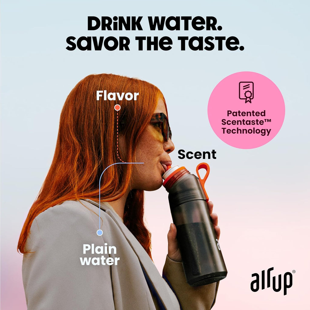 air up® water bottle (22 oz) for school, sports, gym | includes 5 scent pods & straw | flavored bottle in hot pink – also for kids, boys, girls | no calories, sugar-free and suitable for carbonation